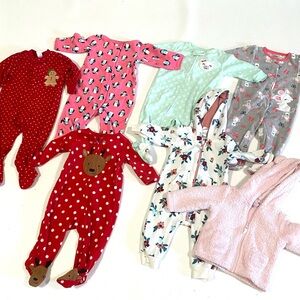 Girl’s Bundle Christmas Pajamas & winter clothes Sz 6 months